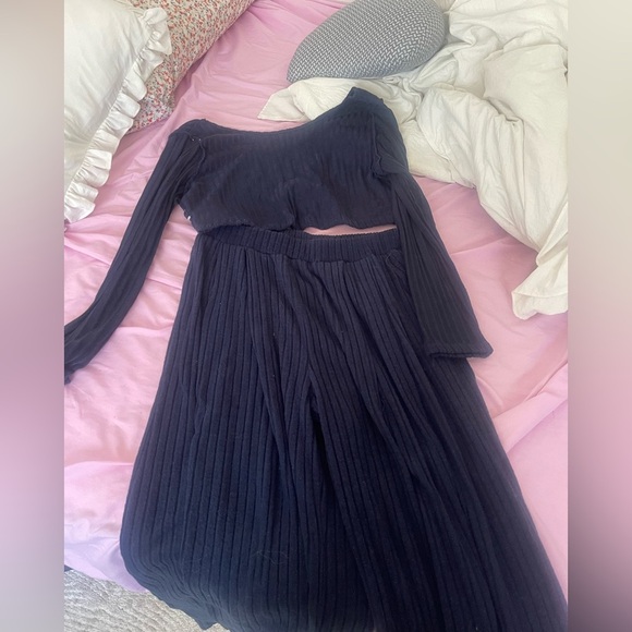 SHEIN Blue Wide Leg Pants Knit set - Picture 3 of 6